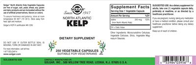 Photo of the Solgar North Atlantic Kelp label