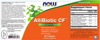 Photo of the NOW AlliBiotic CF label