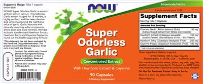 Photo of the NOW Super Odorless Garlic label