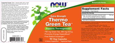 Photo of the NOW Extra Strength Thermo Green Tea label