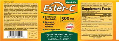 Photo of the American Health Ester-C 500 mg label