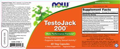 Photo of the NOW TestoJack 200 label