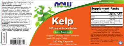 Photo of the NOW Kelp label