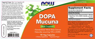 Photo of the NOW DOPA Mucuna label