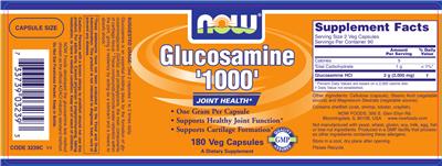 Photo of the NOW Glucosamine '1000' label