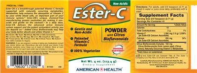Photo of the American Health Ester-C Powder With Citrus Bioflavonoids label