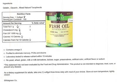 Photo of the Finest Nutrition Fish Oil 1000 mg label