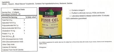 Photo of the Finest Nutrition Fish Oil 1200 mg label