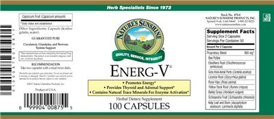 Photo of the Nature's Sunshine Energ-V label