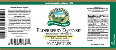 Photo of the Nature's Sunshine Elderberry D3fense label