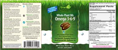 Photo of the Irwin Naturals Whole-Plant Oils Omega 3-6-9 label
