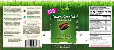 Photo of the Irwin Naturals Power To Sleep PM label
