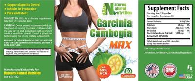 Photo of the Natures Natural Nutrition Garcinia Cambogia Max label