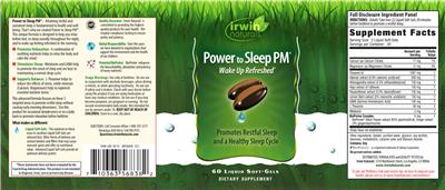 Photo of the Irwin Naturals Power to Sleep PM label