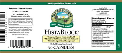 Photo of the Nature's Sunshine HistaBlock label