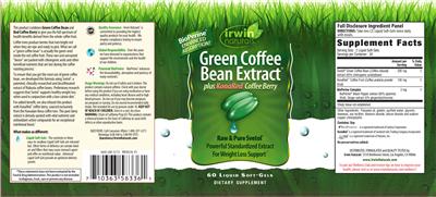 Photo of the Irwin Naturals Green Coffee Bean Extract Plus KonaRed Coffee Berry label