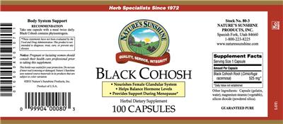 Photo of the Nature's Sunshine Black Cohosh label