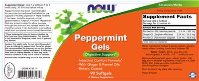 Photo of the NOW Peppermint Gels label