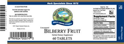 Photo of the Nature's Sunshine Concentrated Bilberry Fruit label
