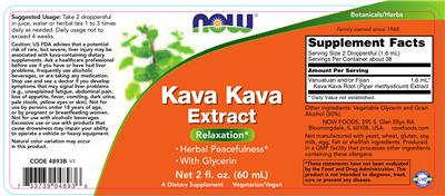 Photo of the NOW Kava Kava Extract label