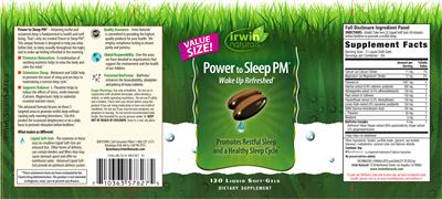 Photo of the Irwin Naturals Power To Sleep PM label