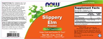 Photo of the NOW Slippery Elm Powder label