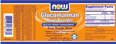 Photo of the NOW Glucomannan Pure Powder label