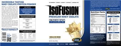 Photo of the Gaspari Nutrition IsoFusion Premium Whey Isolate Vanilla Ice Cream label