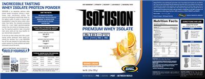 Photo of the Gaspari Nutrition IsoFusion Premium Whey Isolate Orange Cream label
