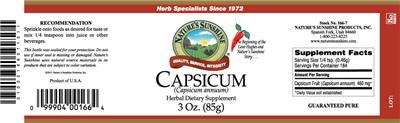 Photo of the Nature's Sunshine Capsicum label
