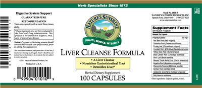 Photo of the Nature's Sunshine Liver Cleanse Formula label