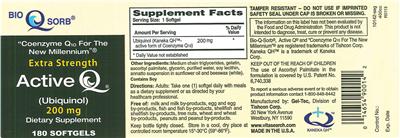 Photo of the Tishcon Corp. Extra Strength Active Q 200 mg label