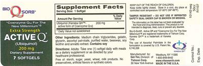 Photo of the Tishcon Corp. Extra Strength Active Q 200 mg label