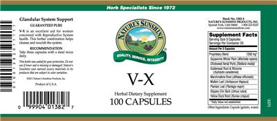 Photo of the Nature's Sunshine V-X label
