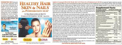 Photo of the ProCaps Laboratories Healthy Hair Skin & Nails Plus Pomegranate 40:40 label