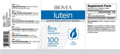 Photo of the BIOVEA Lutein 6 mg label