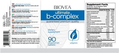 Photo of the BIOVEA Ultimate B-Complex label