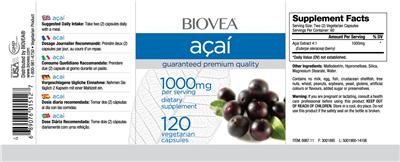 Photo of the BIOVEA Acai 1000 mg label