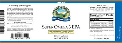 Photo of the Nature's Sunshine Super Omega 3 EPA label