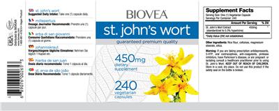 Photo of the BIOVEA St. John's Wort 450 mg label