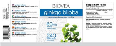 Photo of the BIOVEA Ginkgo Biloba 60 mg label