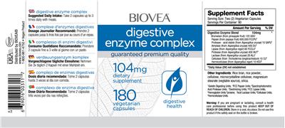Photo of the BIOVEA Digestive Enzyme Complex 104 mg label