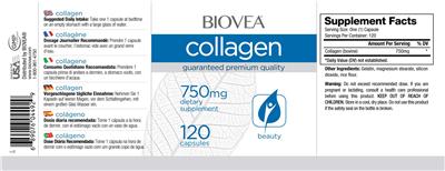 Photo of the BIOVEA Collagen 750 mg label