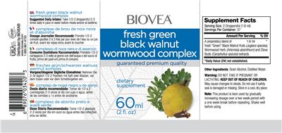 Photo of the BIOVEA Fresh Green Black Walnut Wormwood Complex label
