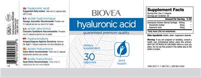 Photo of the BIOVEA Hyaluronic Acid label