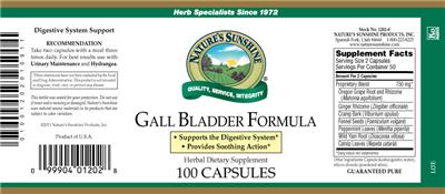 Photo of the Nature's Sunshine Gall Bladder Formula label