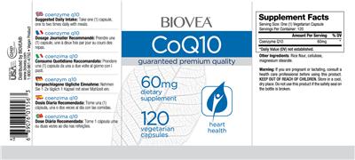Photo of the BIOVEA CoQ10 60 mg label