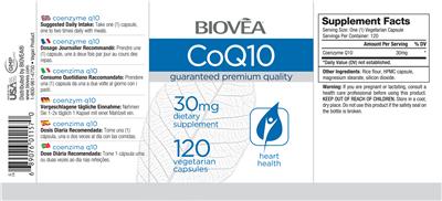 Photo of the BIOVEA CoQ10 30 mg label