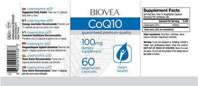 Photo of the BIOVEA CoQ10 100 mg label