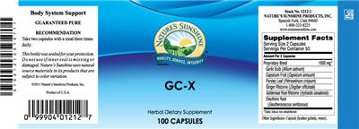 Photo of the Nature's Sunshine GC-X label
